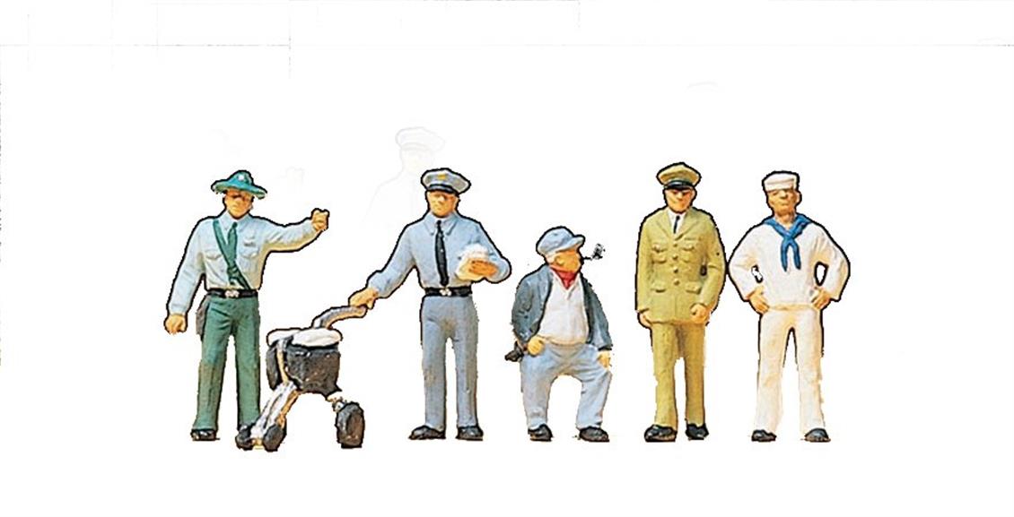 1/87 USA Çeşitli Meslekten İnsan Figürleri 6 Adet, Preiser 10014