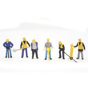 1/87 Demiryolu İnşaatı işçisi ve ekipman Figürleri 6 Adet, Preiser 10035