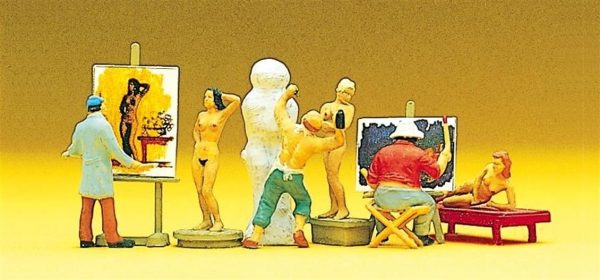 1/87 Ressam Heykeltraş ve Model Figürleri 9 Adet, Preiser 10106