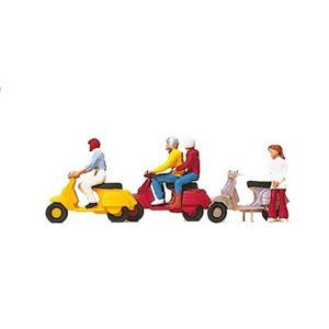 1/87 Scooter Motor sürücüsü Figürleri 7 Adet, Preiser 10128