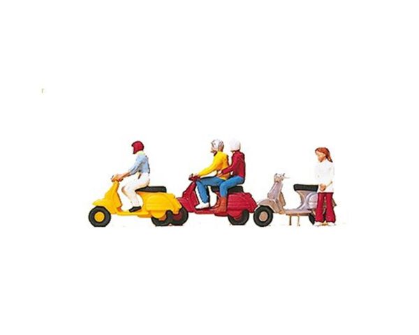 1/87 Scooter Motor sürücüsü Figürleri 7 Adet, Preiser 10128