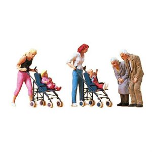 1/87 Anne ve Bebek Arabası Figürleri 6 Adet, Preiser 10493