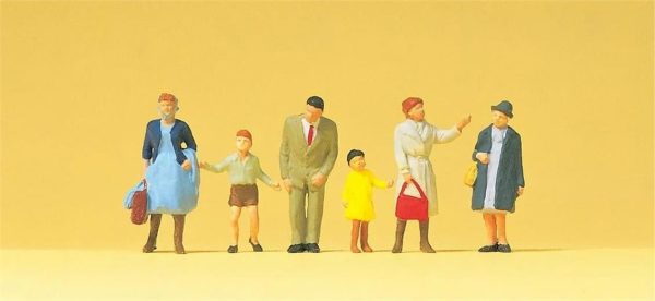 1/87 Bekleyen Çocuklu Yolcu Figürleri 6 Adet, Preiser 14069