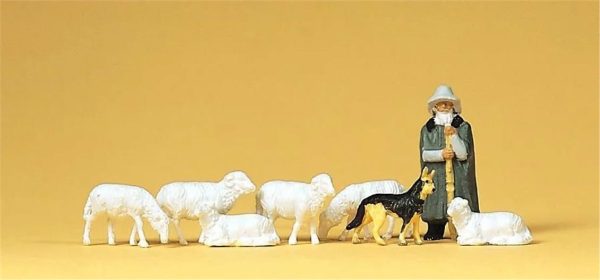 1/87 ÇobanKoyun ve Köpek Figürleri 8 Adet, Preiser 14160