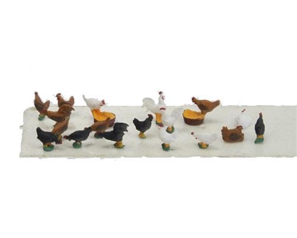 1/87 Tavuk ve Horoz Figürleri 15 Adet, Preiser 14168