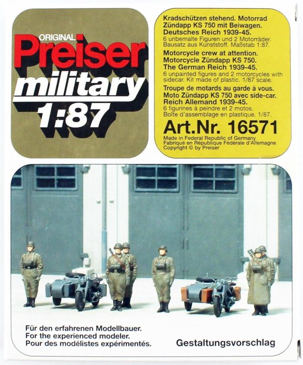 1/87 1939-45 Motorsikletli Asker Figürleri 6 Adet, Preiser 16571 - Görsel 2