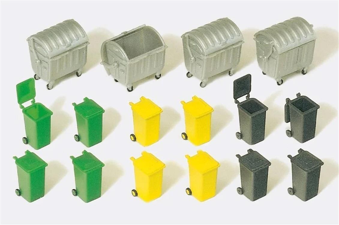 1/87 Çöp Bidonu ve Çöp Konteynerı Modelleri 16 Adet, Preiser 17202