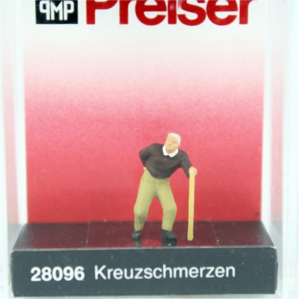 1/87 Beli Ağrıyan Bastonlu Adam Figürü, Preiser 28096 - Görsel 3