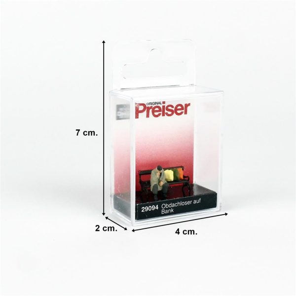 1/87 Bankta Oturan Evsiz Adam Figürü, Preiser 29094 - Görsel 4