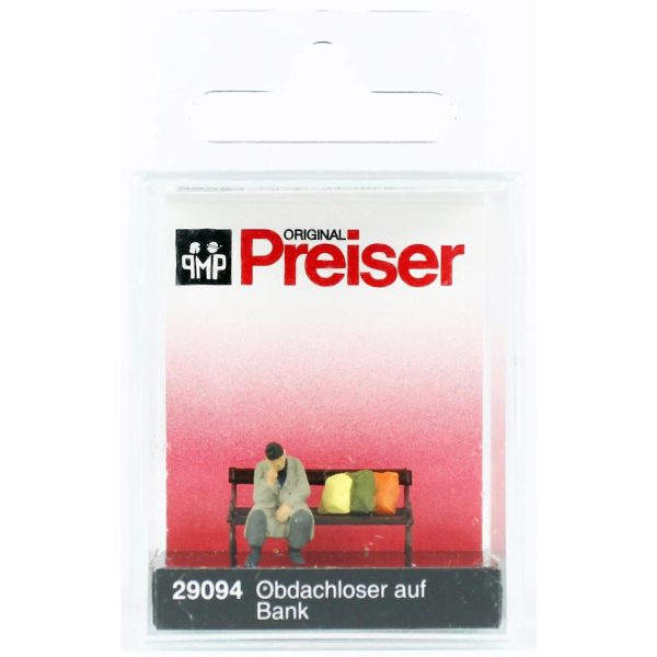1/87 Bankta Oturan Evsiz Adam Figürü, Preiser 29094 - Görsel 2