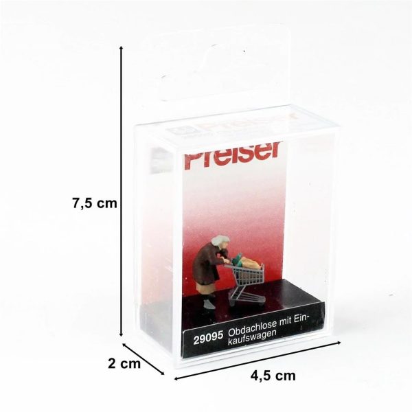 1/87 Market Arabalı Evsiz İnsan Figürü, Preiser 29095 - Görsel 3