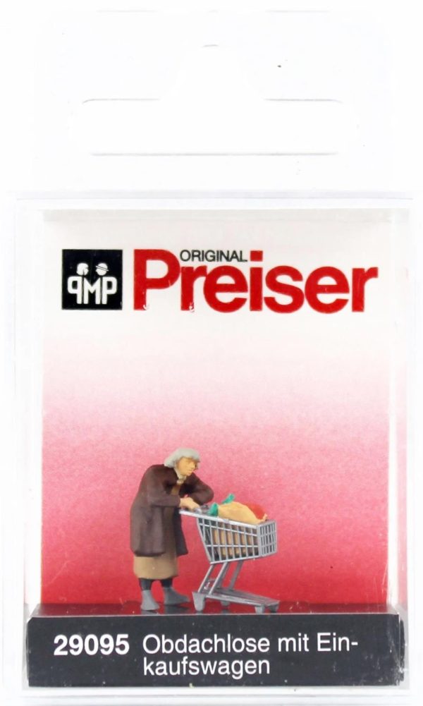 1/87 Market Arabalı Evsiz İnsan Figürü, Preiser 29095 - Görsel 2