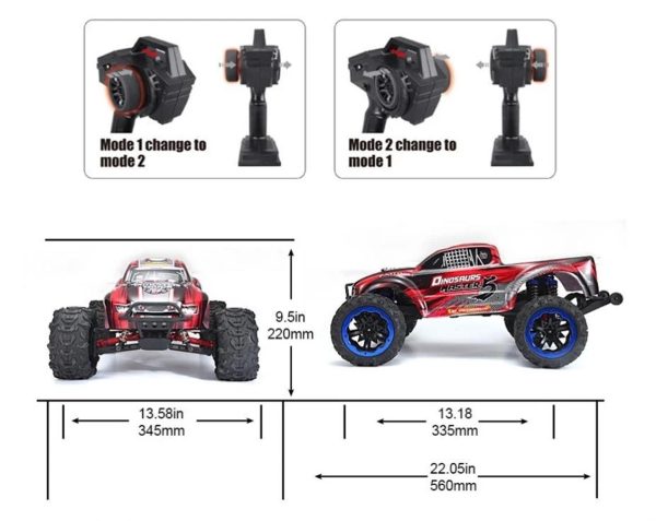 1/8 4WD Off Road Monster Truck Mavi Fırçalı Elektirikli RC Araba, Remo 8032 - Görsel 3
