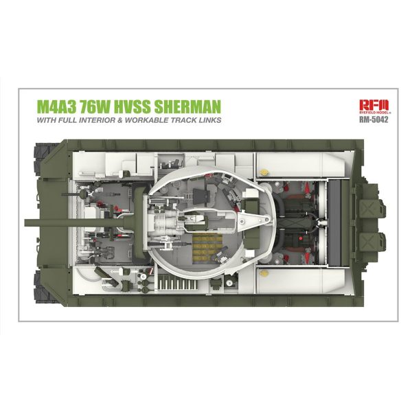 1/35 M4A3 76W HVSS Sherman Tankı İç Detaylı Maketi, RFM Model 5042 - Görsel 3