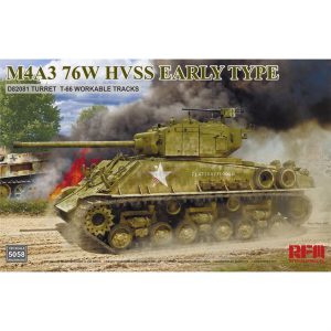 1/35 M4A3 76W HVSS Erken Dönem D82081 Namlu T-66 Paletli Tank Maketi, RFM Model 5058
