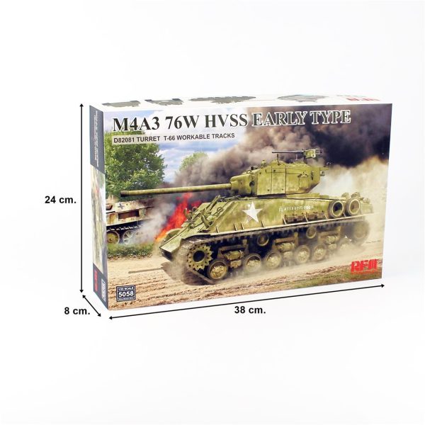 1/35 M4A3 76W HVSS Erken Dönem D82081 Namlu T-66 Paletli Tank Maketi, RFM Model 5058 - Görsel 5