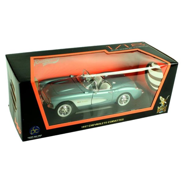 1/18 1957 Chevrolet Corvette Metalik Blue Diecast Araba, Road Signature 92018 - Görsel 5
