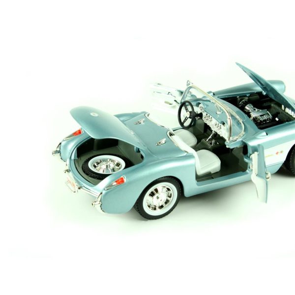 1/18 1957 Chevrolet Corvette Metalik Blue Diecast Araba, Road Signature 92018 - Görsel 4