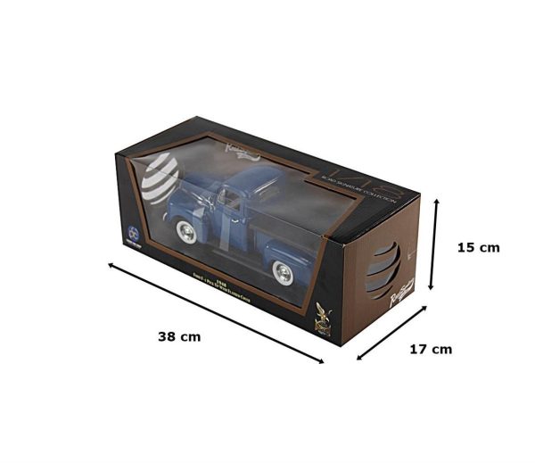 1/18 1948 Ford F-1 Pickup With Flatbed Cov Blue Diecast Araba, Road Signature 92218 - Görsel 5