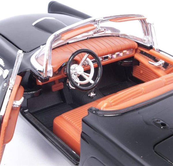 1/18 1958 Ford Thunderbird Black Diecast Araba, Road Signature 92358 - Görsel 4