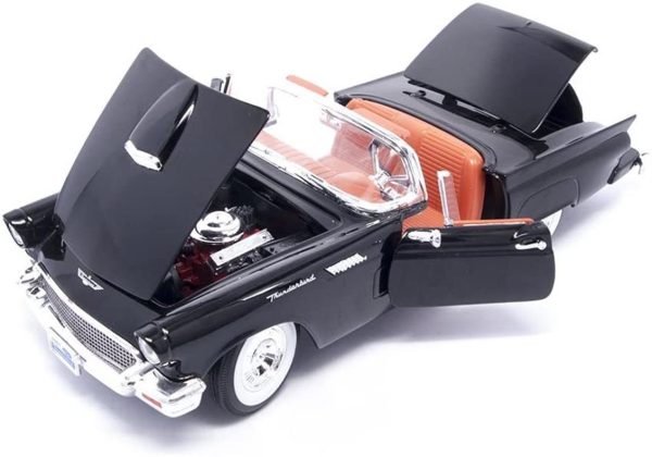 1/18 1958 Ford Thunderbird Black Diecast Araba, Road Signature 92358 - Görsel 2