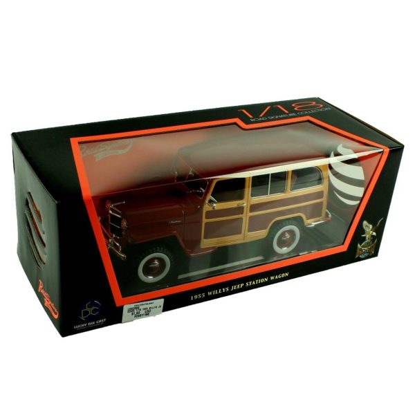 1/18 1955 Willys Jeep Station Wagon Burgundy Diecast Araba, Road Signature 92858 - Görsel 5