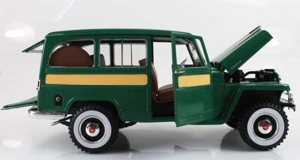 1/18 1955 Willys Jeep Station Wagon Green Diecast Araba, Road Signature 92858 - Görsel 3