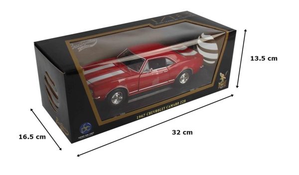 1/18 1967 Chevrolet Camaro Z28 Beyaz Şeritli-Kırmızı Diecast Araba, Road Signature 98188 - Görsel 5
