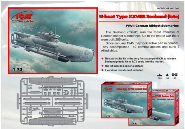S007 U-Boat Type Xxvııb “Seehund” (Late) WWII Ger, ICM S007