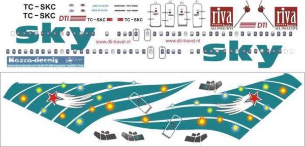 1/144 Sky B737-400 Turquoise, Nazca Decals Sky002