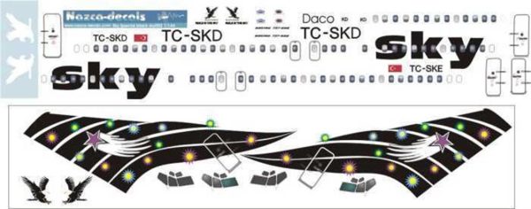 1/144 Sky B737-400 Black Eagle, Nazca Decals Sky003 - Görsel 2