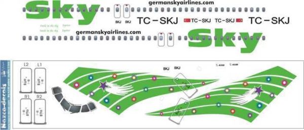 1/144 Sky A320 Green, Nazca Decals Sky007 - Görsel 2