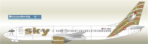 1/144 Sky B737-400 Altın With Laser Printed, Nazca Decals Sky010