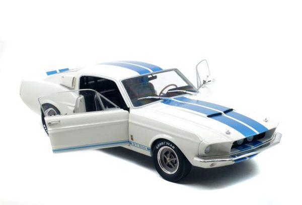 1/18 1967 Shelby Mustang GT500-Beyaz üzeri Mavi Çizgili-Diecast Araba, Solido 1802901 - Görsel 8