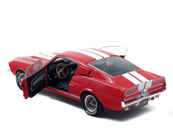 1/18 1967 Shelby Mustang GT500-Kırmızı üzeri Beyaz Çizgili-Diecast Araba, Solido 1802902 - Görsel 7