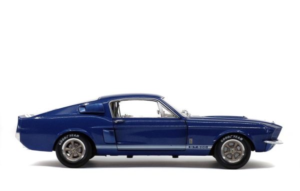 1/18 1967 Shelby Mustang GT500-Mavi üzeri Beyaz Çizgili-Diecast Araba, Solido 1802903 - Görsel 5