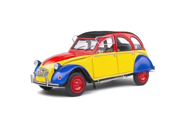 1/18 1985 Citroen 2CV6 Ricard-Sarı/Kırmızı/Mavi-Diecast Araba, Solido 1805011