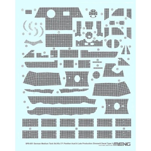 1/35 Zimmerit Decal Seti (B Tipi) Alman Medium Tank Sd.Kfz.171 Panther Ausf.A Maketi, Meng SPS051