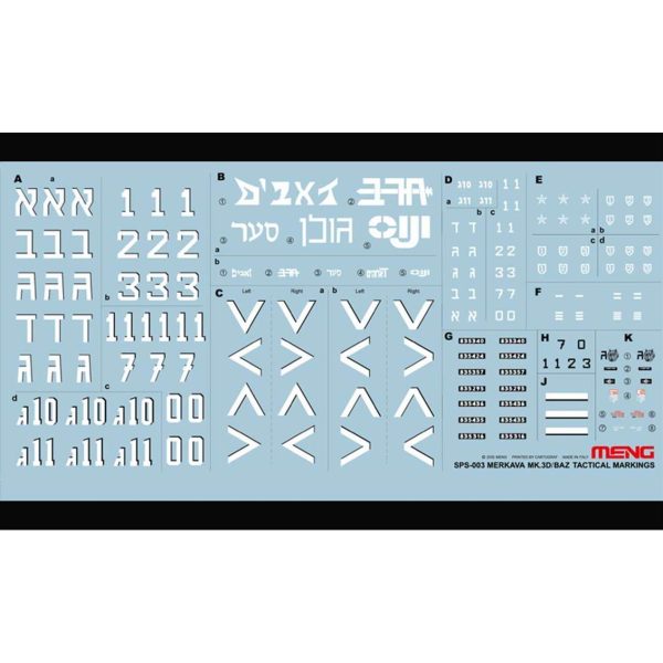 1/35 Merkeva Mk.3D/BAZ Taktikal Semboller Decali, Meng SPS-003 - Görsel 2