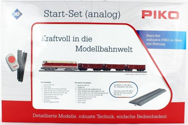 Starter Set “Alex” Hercules Diesel Loco W. 2 Passenger Cars A-Track W. Railbed, Piko 57138