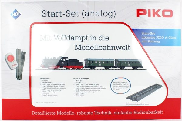 Starter Set Passenger Train Db With Steam Loco + Tender A-Track W. Railbed, Piko 57112