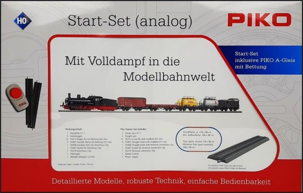 Starter Set Steam Locomotive G7.1 With 5 Freight Cars Dr A-Track W. Railbed, Piko 57123