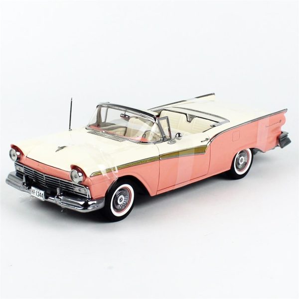 1/18 1957 Ford Fairlane 500 Skyliner Mercan/Beyaz Diecast Araba, Sunstar 1344 - Görsel 2