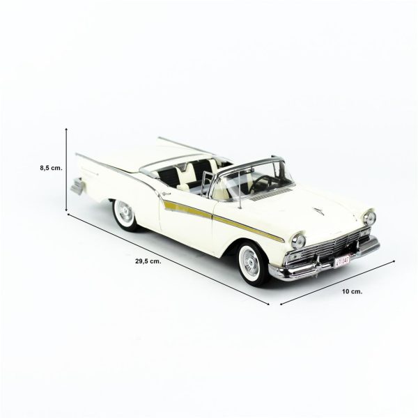 1/18 1957 Ford Fairlane 500 Skyliner Beyaz Diecast Araba, Sunstar 1346 - Görsel 5