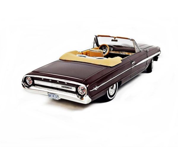 1/18 1964 Ford Galaxie 500 XL Open Convertible Bordo Diecast Araba, Sunstar 1432 - Görsel 3