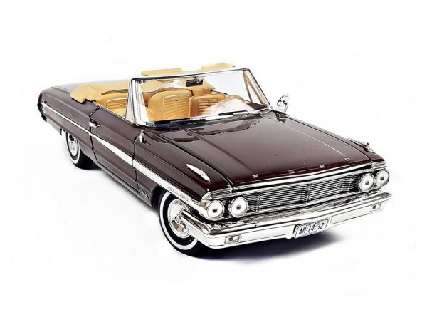 1/18 1964 Ford Galaxie 500 XL Open Convertible Bordo Diecast Araba, Sunstar 1432 - Görsel 2