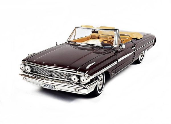1/18 1964 Ford Galaxie 500 XL Open Convertible Bordo Diecast Araba, Sunstar 1432