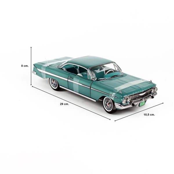1/18 1961 Chevrolet Impala Sport Coupe Koyu Turkuaz Diecast Araba, Sunstar 2109 - Görsel 5