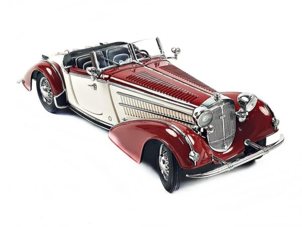 1/18 1939 Horch 855 Roadster Koyu Kırmızı/Krem Diecast Araba, Sunstar 2406 - Görsel 2