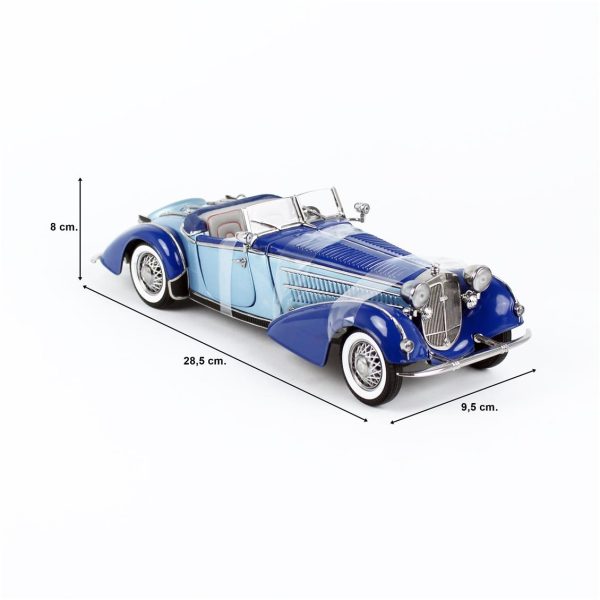 1/18 1939 Horch 855 Roadster Açık MaVİ/Koyu Mavi Diecast Araba, Sunstar 2408 - Görsel 5